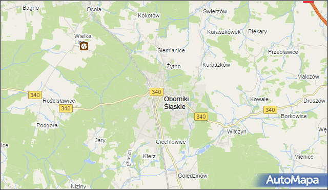 mapa Oborniki Śląskie, Oborniki Śląskie na mapie Targeo