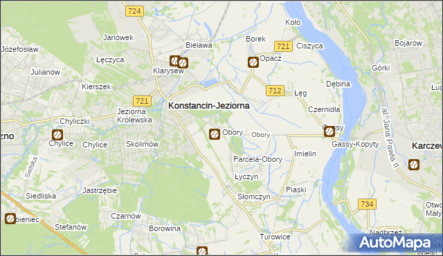 mapa Obory gmina Konstancin-Jeziorna, Obory gmina Konstancin-Jeziorna na mapie Targeo