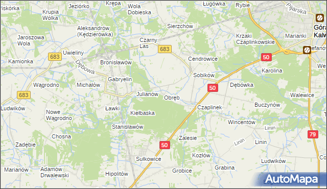 mapa Obręb gmina Góra Kalwaria, Obręb gmina Góra Kalwaria na mapie Targeo