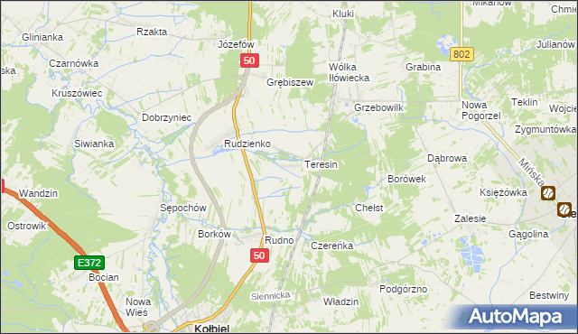 mapa Oleksin gmina Kołbiel, Oleksin gmina Kołbiel na mapie Targeo