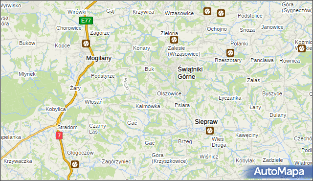 mapa Olszowice, Olszowice na mapie Targeo