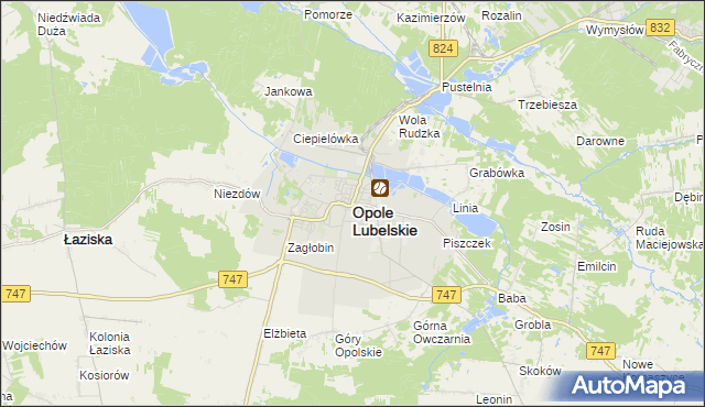 mapa Opole Lubelskie, Opole Lubelskie na mapie Targeo