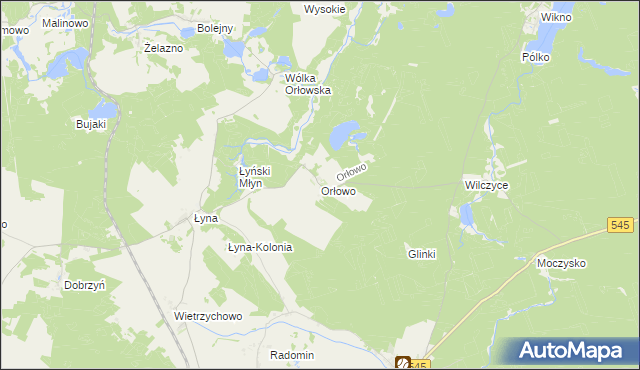 mapa Orłowo gmina Nidzica, Orłowo gmina Nidzica na mapie Targeo