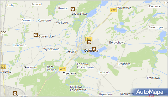 mapa Osieczna powiat leszczyński, Osieczna powiat leszczyński na mapie Targeo