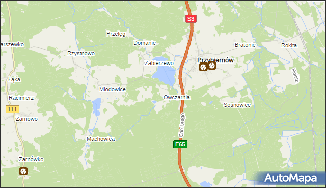 mapa Owczarnia gmina Przybiernów, Owczarnia gmina Przybiernów na mapie Targeo