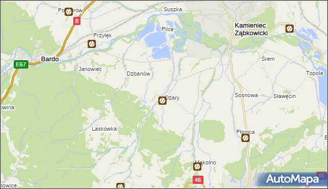 mapa Ożary, Ożary na mapie Targeo