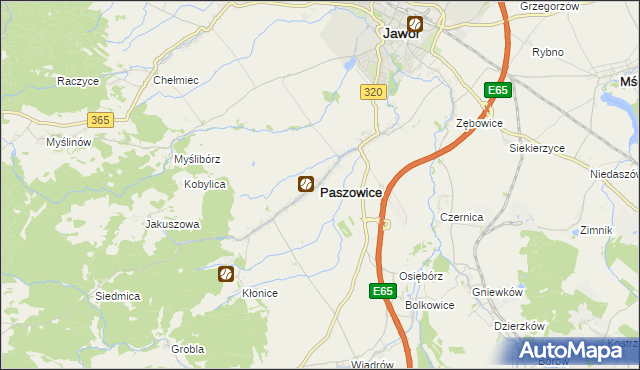 mapa Paszowice, Paszowice na mapie Targeo