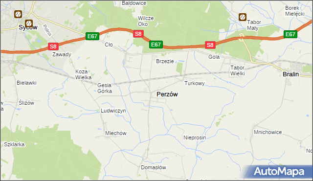 mapa Perzów, Perzów na mapie Targeo