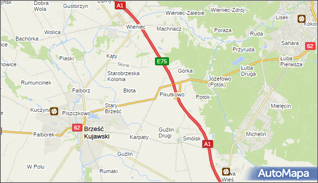 mapa Pikutkowo, Pikutkowo na mapie Targeo