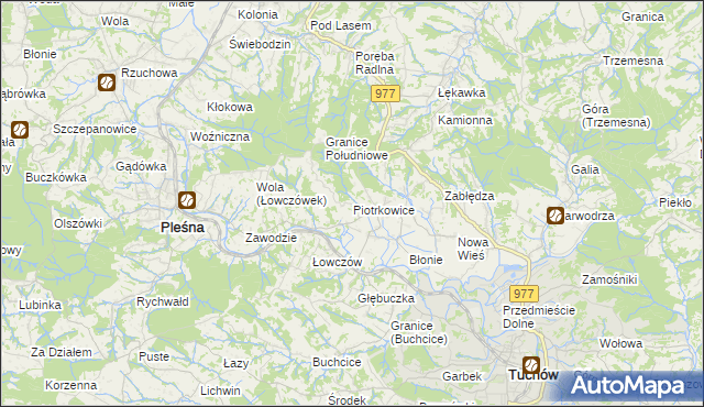 mapa Piotrkowice gmina Tuchów, Piotrkowice gmina Tuchów na mapie Targeo