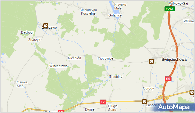 mapa Piotrowice gmina Święciechowa, Piotrowice gmina Święciechowa na mapie Targeo