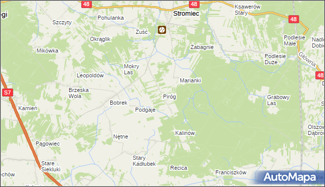 mapa Piróg gmina Stromiec, Piróg gmina Stromiec na mapie Targeo