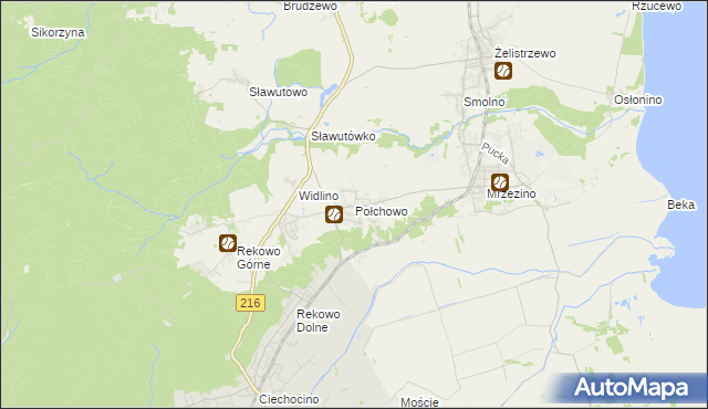 mapa Połchowo gmina Puck, Połchowo gmina Puck na mapie Targeo