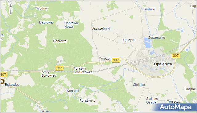 mapa Porażyn, Porażyn na mapie Targeo