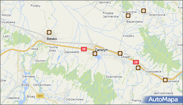 mapa Posada Zarszyńska, Posada Zarszyńska na mapie Targeo