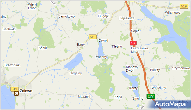 mapa Pozorty, Pozorty na mapie Targeo