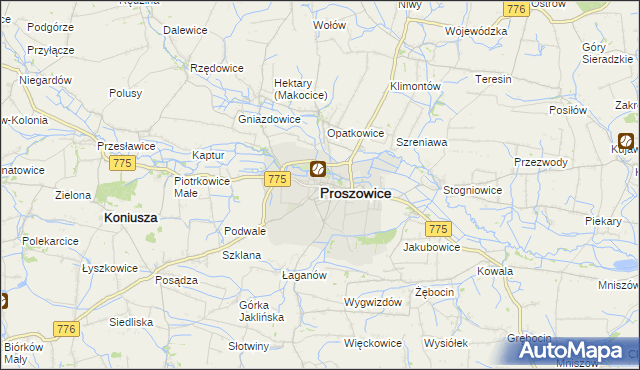 mapa Proszowice, Proszowice na mapie Targeo