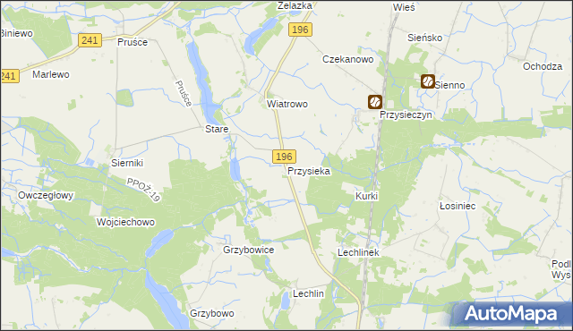 mapa Przysieka gmina Wągrowiec, Przysieka gmina Wągrowiec na mapie Targeo