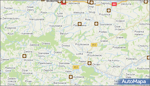 mapa Przytkowice, Przytkowice na mapie Targeo