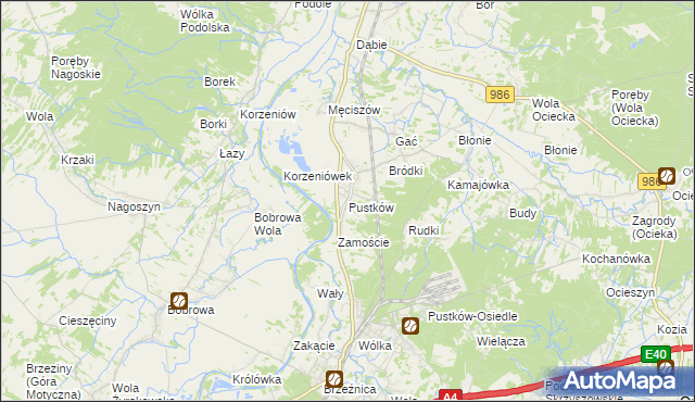 mapa Pustków gmina Dębica, Pustków gmina Dębica na mapie Targeo