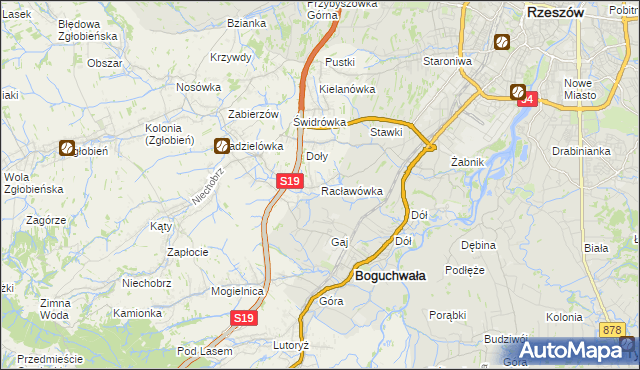 mapa Racławówka, Racławówka na mapie Targeo