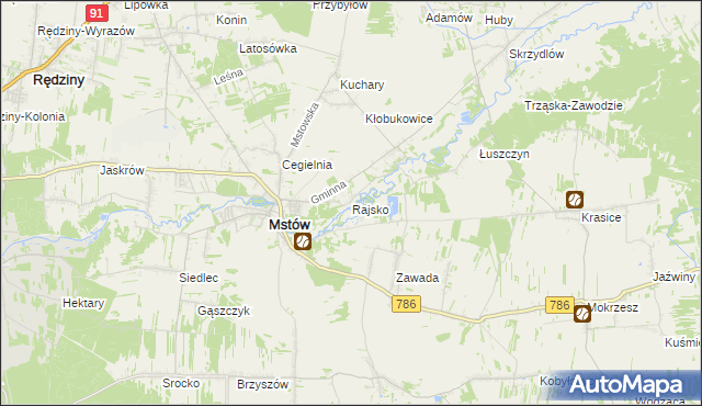 mapa Rajsko gmina Mstów, Rajsko gmina Mstów na mapie Targeo