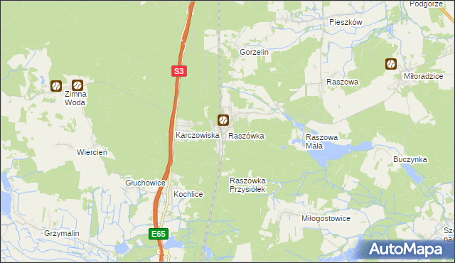 mapa Raszówka, Raszówka na mapie Targeo