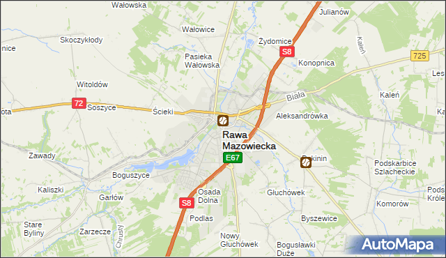 mapa Rawa Mazowiecka, Rawa Mazowiecka na mapie Targeo