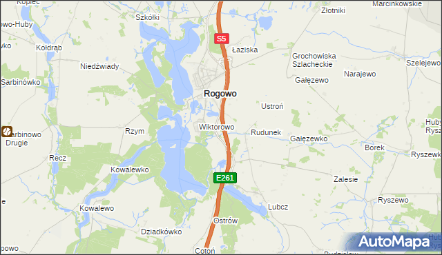 mapa Rogówko gmina Rogowo, Rogówko gmina Rogowo na mapie Targeo