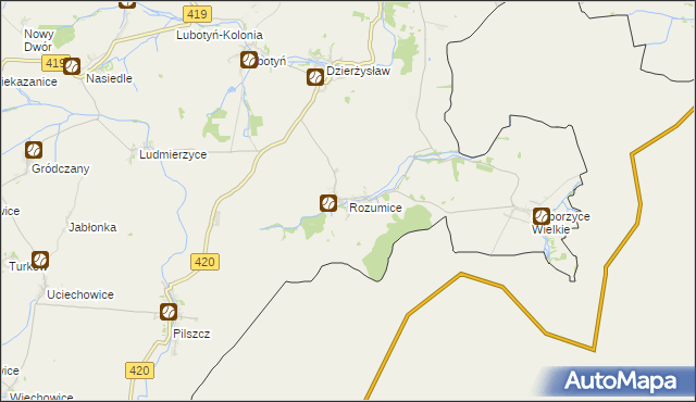 mapa Rozumice, Rozumice na mapie Targeo