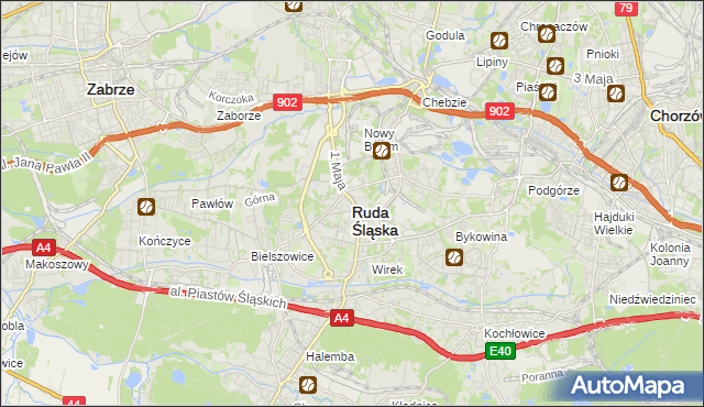 mapa Rudy Śląskiej, Ruda Śląska na mapie Targeo