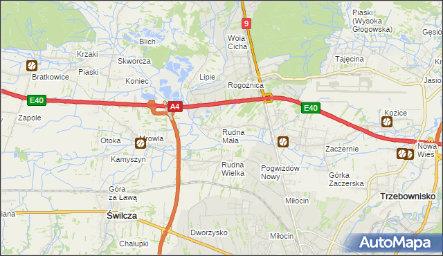 mapa Rudna Mała gmina Głogów Małopolski, Rudna Mała gmina Głogów Małopolski na mapie Targeo