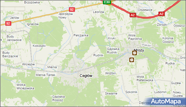 mapa Rudnik gmina Cegłów, Rudnik gmina Cegłów na mapie Targeo