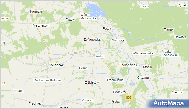 mapa Rudno gmina Michów, Rudno gmina Michów na mapie Targeo