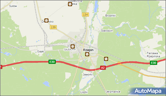 mapa Rzepin, Rzepin na mapie Targeo