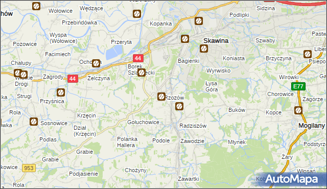 mapa Rzozów, Rzozów na mapie Targeo