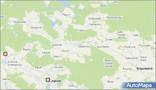 mapa Salamony gmina Czajków, Salamony gmina Czajków na mapie Targeo