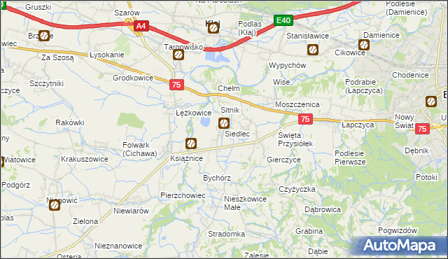 mapa Siedlec gmina Bochnia, Siedlec gmina Bochnia na mapie Targeo