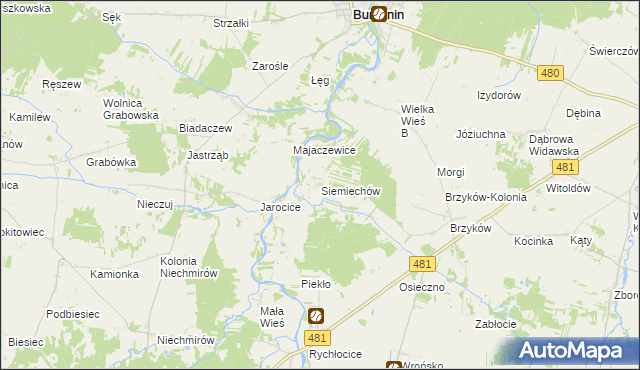 mapa Siemiechów gmina Widawa, Siemiechów gmina Widawa na mapie Targeo