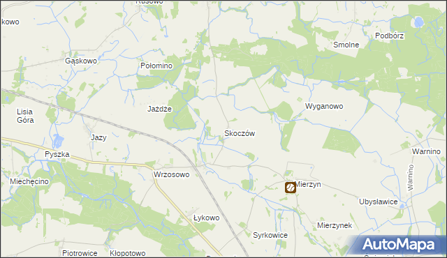 mapa Skoczów gmina Dygowo, Skoczów gmina Dygowo na mapie Targeo