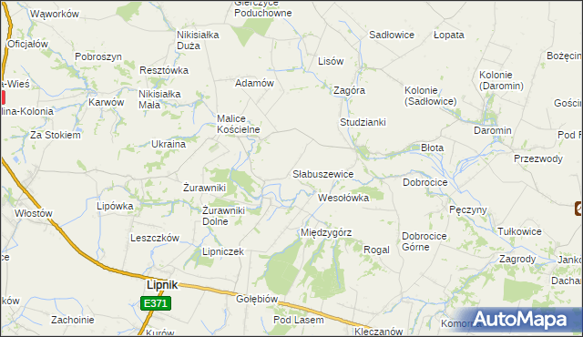 mapa Słabuszewice, Słabuszewice na mapie Targeo