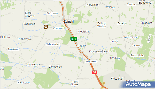 mapa Sobole gmina Załuski, Sobole gmina Załuski na mapie Targeo