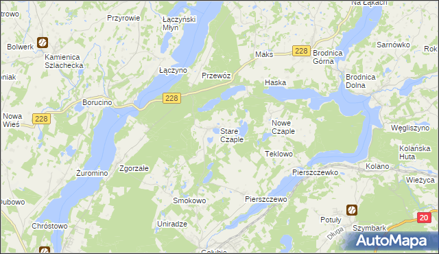 mapa Stare Czaple gmina Stężyca, Stare Czaple gmina Stężyca na mapie Targeo