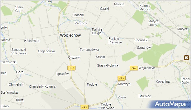 mapa Stasin gmina Wojciechów, Stasin gmina Wojciechów na mapie Targeo