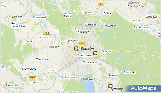 mapa Staszów, Staszów na mapie Targeo