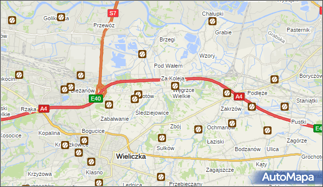 mapa Strumiany gmina Wieliczka, Strumiany gmina Wieliczka na mapie Targeo