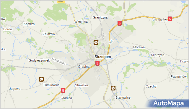 mapa Strzegom powiat świdnicki, Strzegom powiat świdnicki na mapie Targeo