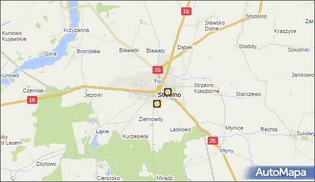 mapa Strzelno powiat mogileński, Strzelno powiat mogileński na mapie Targeo