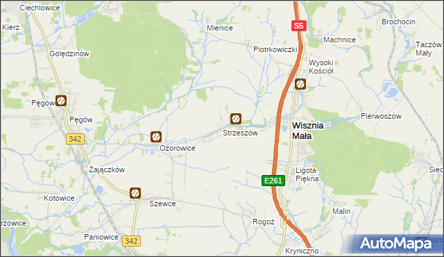 mapa Strzeszów gmina Wisznia Mała, Strzeszów gmina Wisznia Mała na mapie Targeo