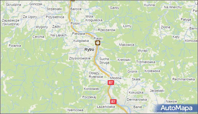 mapa Sucha Struga, Sucha Struga na mapie Targeo